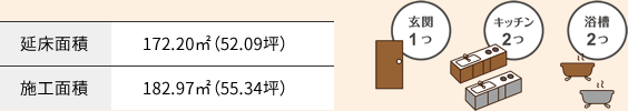 延床面積 172.20㎡ 施工面積 182.97㎡