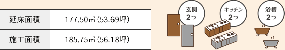 延床面積 177.50㎡ 施工面積 185.75㎡