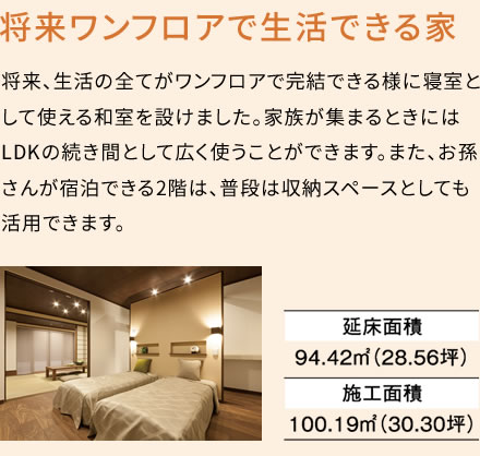 将来ワンフロアで生活できる家