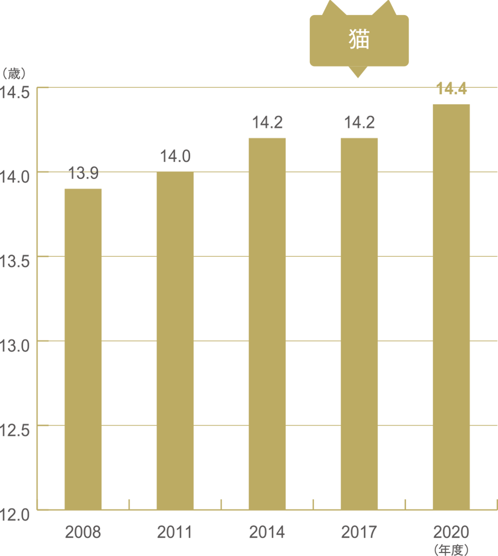 猫の平均寿命の推移